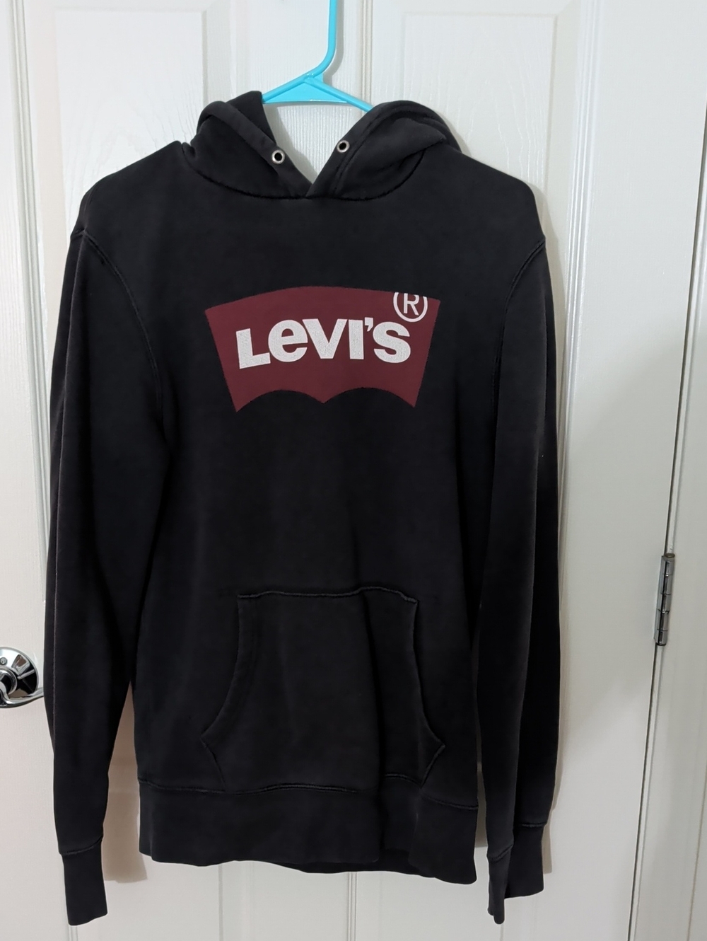 Levi's Black Hoodie with Maroon Batwing Logo